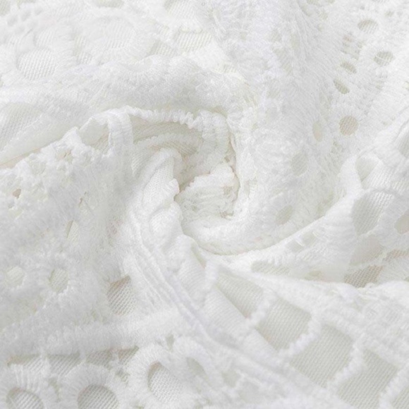 Boho White Low back Tassel Tie Lace dress cover up - Picture 6 of 7